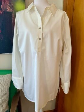 Talbots White Long-Sleeve Popover Dress Shirt